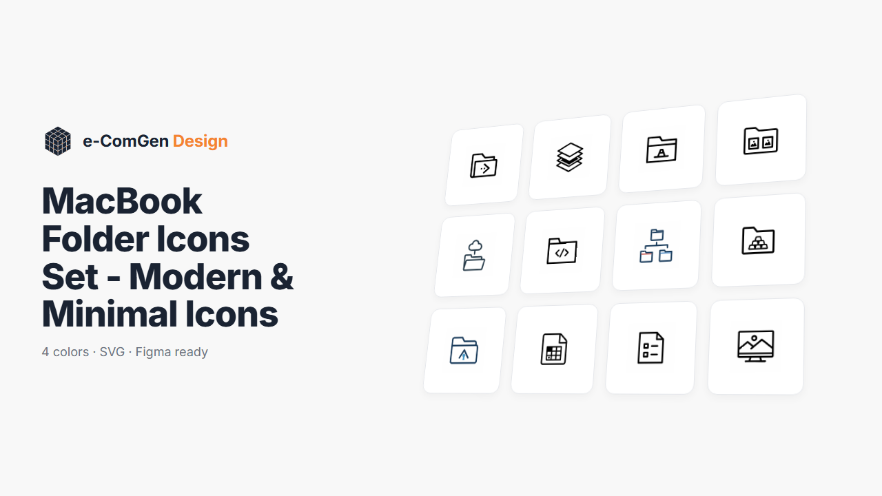 Free 40 MacBook Folder SVG Icons for Designers - Modern & Flat — preview cover with sample icons