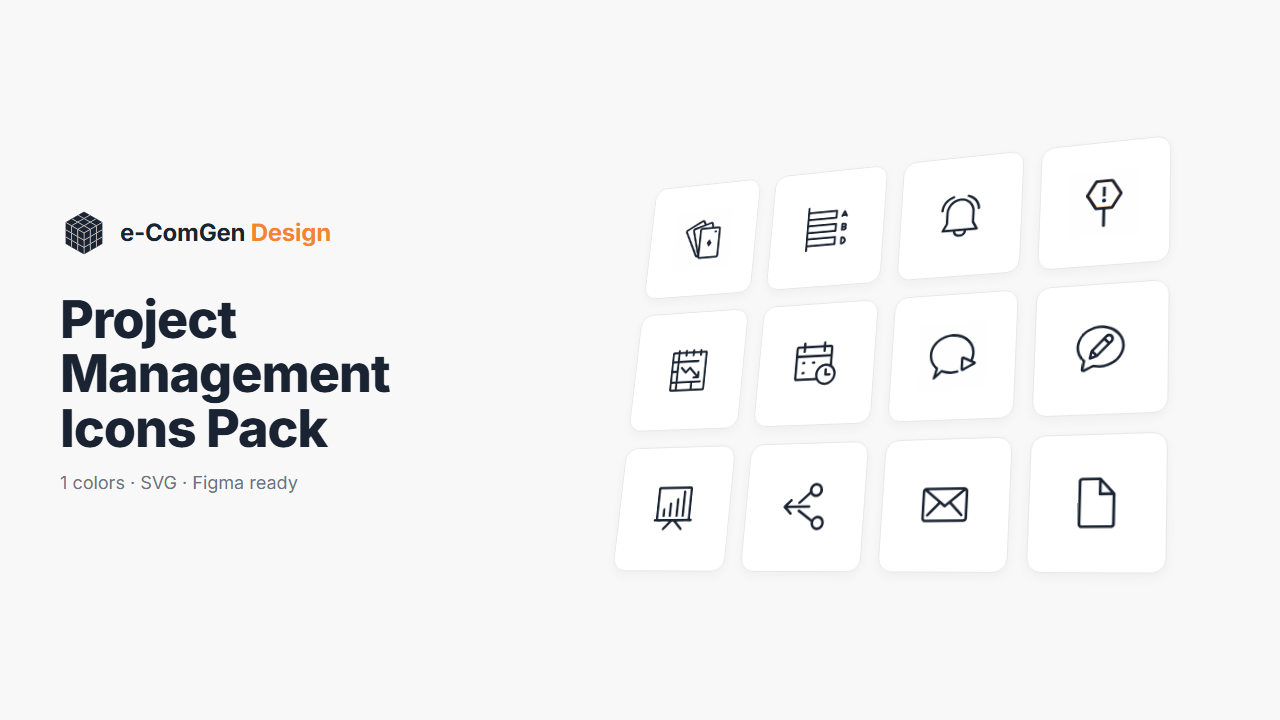 36 Project Management SVG Icons — Mono-Navy Set for Dashboards — preview cover with sample icons